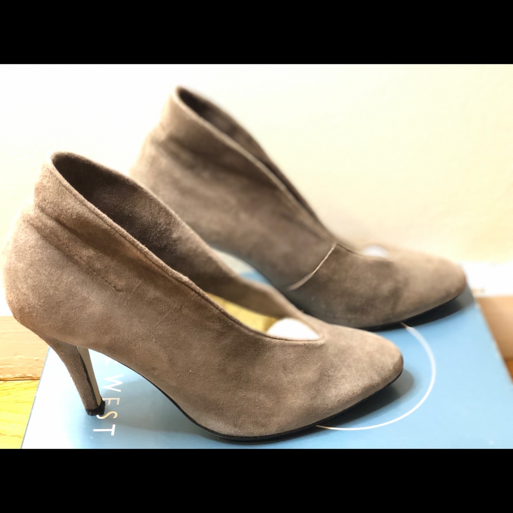 Nine West | Suede Gray Ankle Bootie Heels
